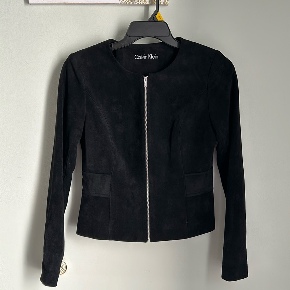 Calvin Klein Faux Suede Zip Jacket Blazer